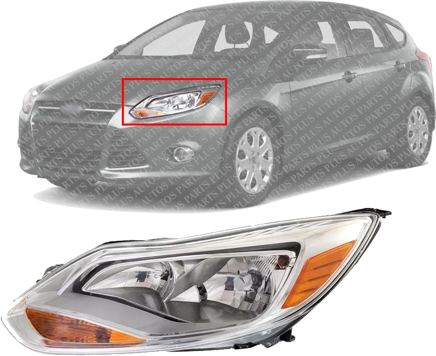 Front Head Light Assembly Left Driver Side Direct Replacement Compatible With 2012-2014 Ford Focus FO2502298 BM5Z13008K