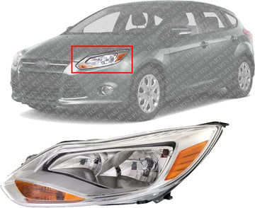Front Head Light Assembly Left Driver Side Direct Replacement Compatible With 2012-2014 Ford Focus FO2502298 BM5Z13008K