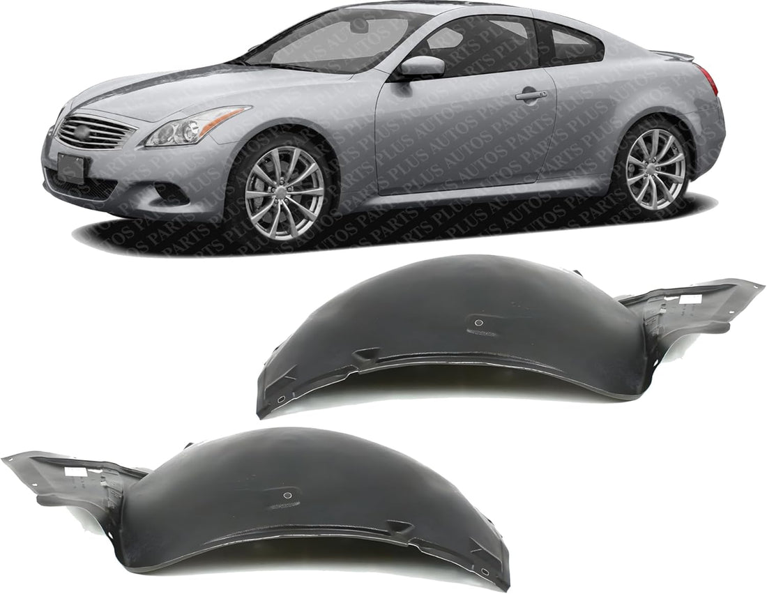 Set Of 2 Front Section Fender Liner Left Driver & Right Passenger Side Direct Replacement Compatible With 2008-2013 Infiniti G37 / 2014-2015 Q60 IN1249112 IN1248112 63844JL03A