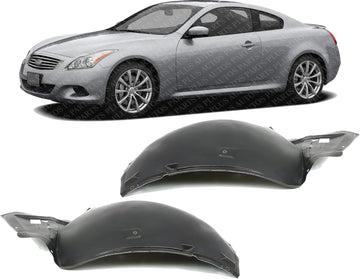 Set Of 2 Front Section Fender Liner Left Driver & Right Passenger Side Direct Replacement Compatible With 2008-2013 Infiniti G37 / 2014-2015 Q60 IN1249112 IN1248112 63844JL03A