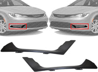 Set Of 2 Front Bumper Outer Molding Textured Left Driver & Right Passenger Side Direct Replacement Compatible With 2015-2017 Chrysler 200 CH1047110 CH1046110 68214626AA 68214627AA