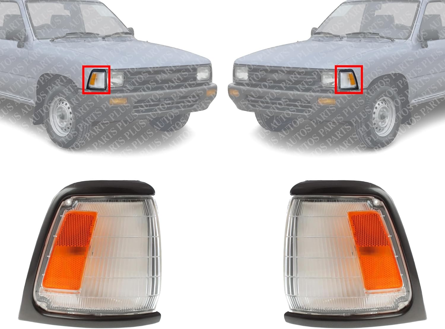 AUTOS PARTS PLUS Set Of 2 Front Corner Light Assembly Right Passenger & Left Driver Side Direct Replacement Compatible With 1989-1991 Toyota Pickup TO2521123 TO2520121 8161089176 8162089176
