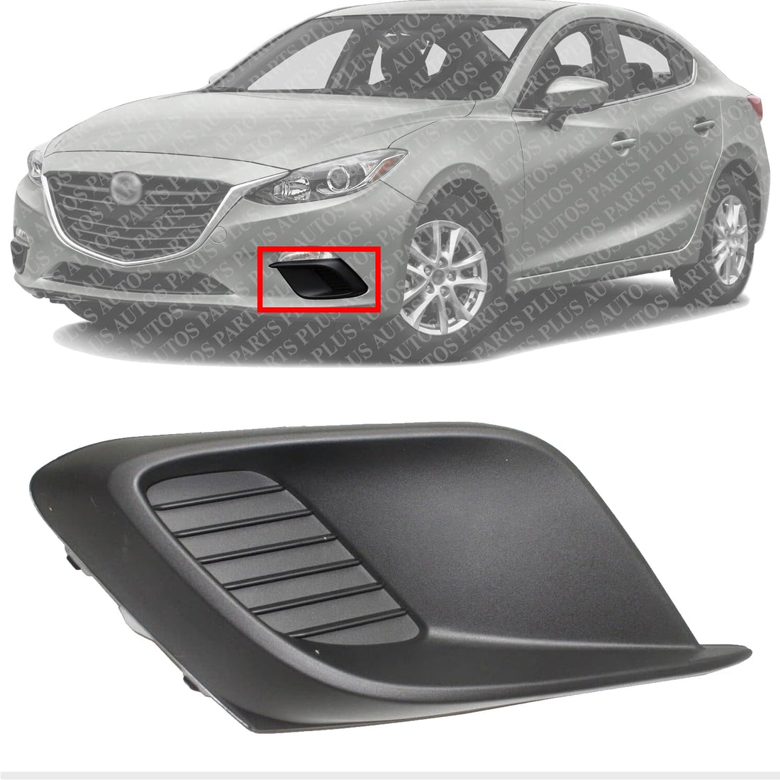 Front Fog Light Cover Textured Left Driver Side Direct Replacement Compatible With 2014-2016 Mazda 3 MA1038122 BHN150C21A
