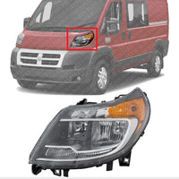 Front Head Light Assembly Left Driver Side Direct Replacement Compatible With 2014-2022 Ram ProMaster 1500 2500 3500 CH2502291 68154589AL 68154589AK 68154589