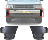 Front Bumper End Caps Primed Plastic Right Passenger & Left Driver Side Direct Replacement Compatible With Mazda Pickup 1990-1993 MA1005116 MA1004108 UE5550040A UE5550050A