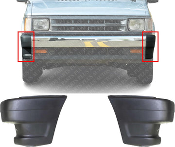 Front Bumper End Caps Primed Plastic Right Passenger & Left Driver Side Direct Replacement Compatible With Mazda Pickup 1990-1993 MA1005116 MA1004108 UE5550040A UE5550050A