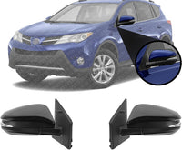 Set Of 2 Front Power Mirror Manual Folding Heated Primed Right Passenger & Left Driver Side With LED Signal Light Replacement Compatible With 2013-2015 Toyota RAV4 TO1321310 TO1320310