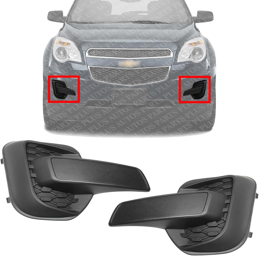 Set Of 2 Front Fog Light Cover Textured Plastic Left Driver & Right Passenger Side Direct Replacement Compatible With 2010-2015 Chevrolet Equinox GM1039128 GM1038128 25798750 25798751