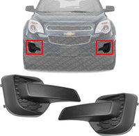 Set Of 2 Front Fog Light Cover Textured Plastic Left Driver & Right Passenger Side Direct Replacement Compatible With 2010-2015 Chevrolet Equinox GM1039128 GM1038128 25798750 25798751