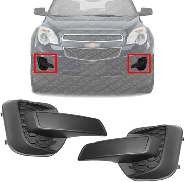 Set Of 2 Front Fog Light Cover Textured Plastic Left Driver & Right Passenger Side Direct Replacement Compatible With 2010-2015 Chevrolet Equinox GM1039128 GM1038128 25798750 25798751