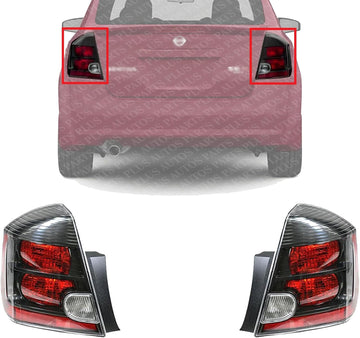 Set Of 2 Tail Light Assembly Plastic Left Driver & Right Passenger Side Direct Replacement Compatible With 2007-2009 Nissan Sentra NI2801178 NI2800178 26550ET80C 26555ET80C