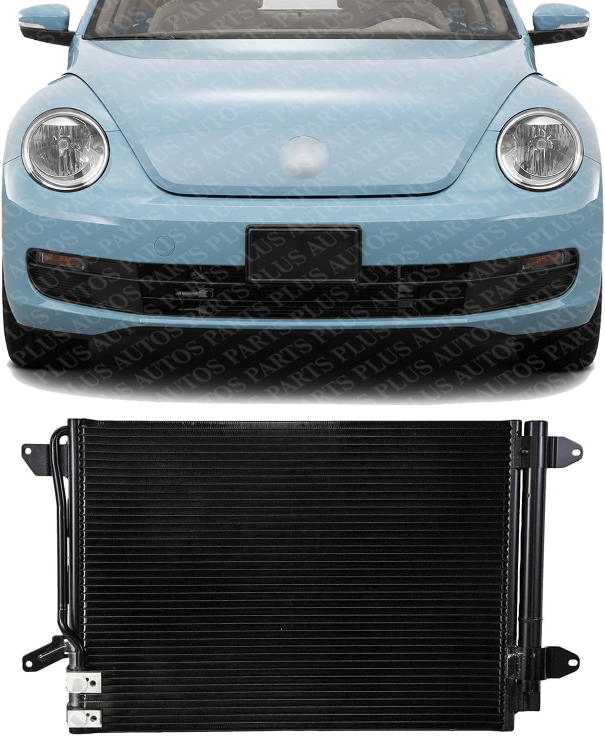 Front A/C Condenser Aluminum Core Direct Replacement Compatible With 2012-2019 Volkswagen Beetle / 2009-2018 Jetta VW3030132 5C0816411 5C0820411G