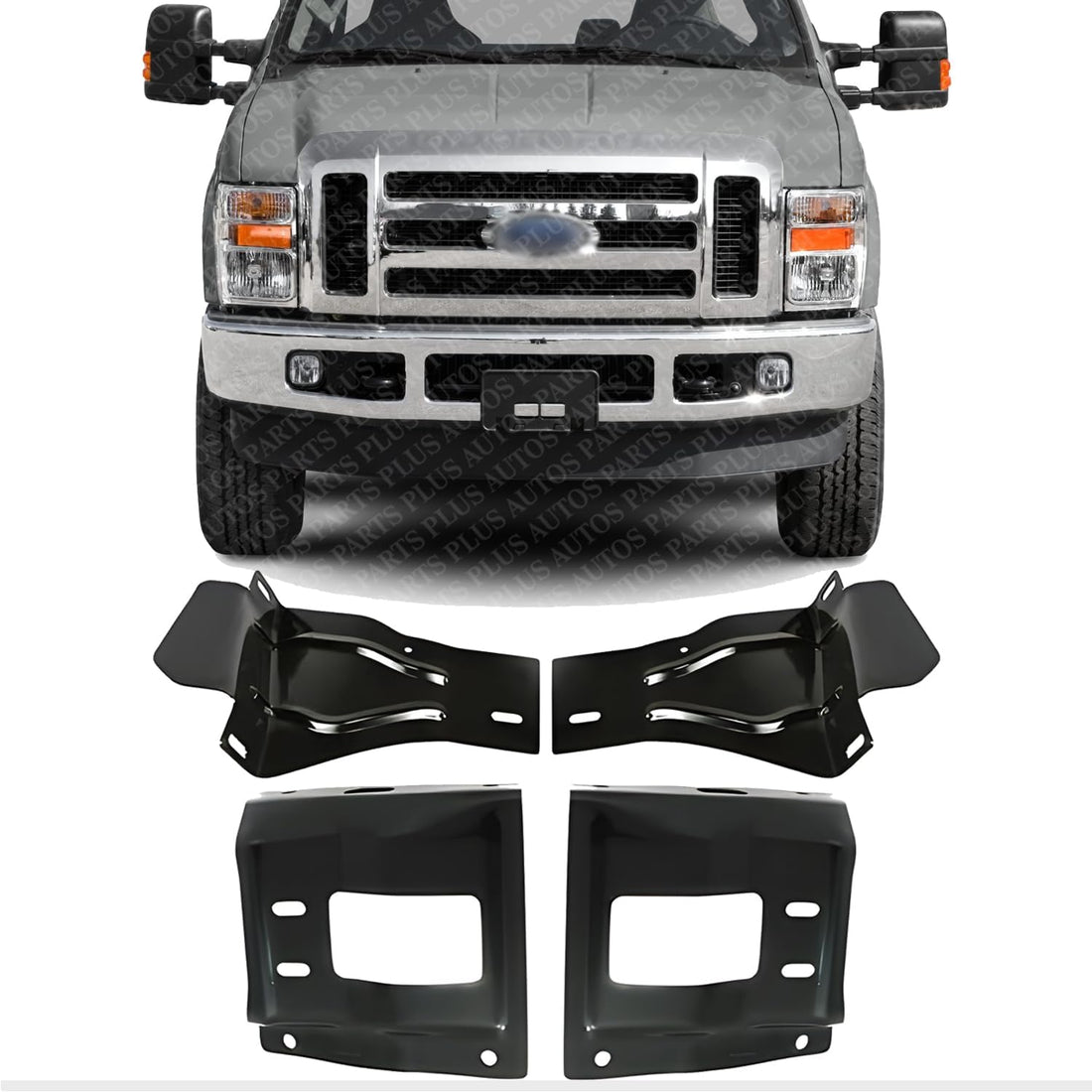 Front Bumper Mounting and Plate Brackets Left Driver & Right Passenger Side Direct Replacement Compatible with 2008-2010 Ford F-Series Super Duty FO1066174 FO1067174 FO1066173