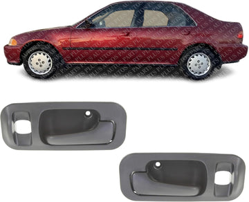 Set of 2 Rear Interior Door Handle Textured with Hole Right Passenger & Left Driver Side Direct Replacement Compatible with 1992-1995 Honda Civic / 1995-1997 Odyssey 72620SR4J02ZB