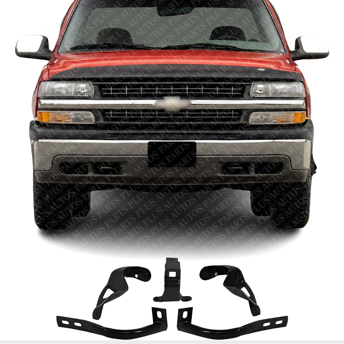 Front Bumper Center and Outers + Brace Brackets Left Driver & Right Passenger Side Direct Replacement Compatible With 1999-2002 Chevrolet Silverado 1500/2000-2006 Suburban/Tahoe