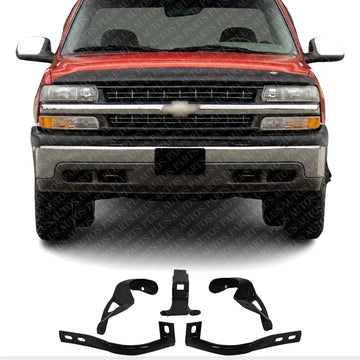 Front Bumper Center and Outers + Brace Brackets Left Driver & Right Passenger Side Direct Replacement Compatible With 1999-2002 Chevrolet Silverado 1500/2000-2006 Suburban/Tahoe