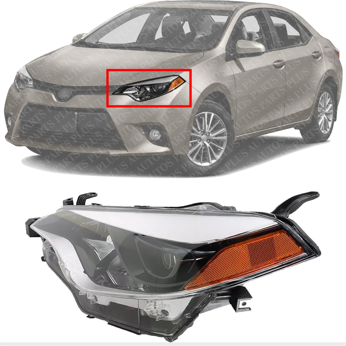 Front Head Light Assembly Left Driver Side Direct Replacement Compatible With 2014-2016 Toyota Corolla TO2502216 8115002E60