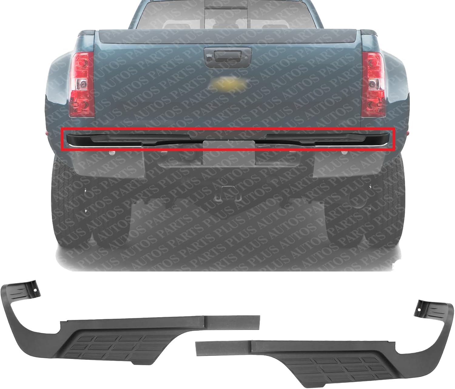 Set Of 2 Rear Bumper Step Pad Prime Plastic Left Driver & Right Passenger Side Direct Replacement Compatible With 2007-2014 Chevrolet Silverado