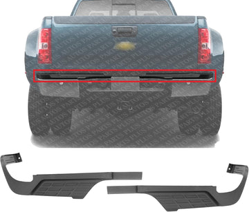 Set Of 2 Rear Bumper Step Pad Prime Plastic Left Driver & Right Passenger Side Direct Replacement Compatible With 2007-2014 Chevrolet Silverado