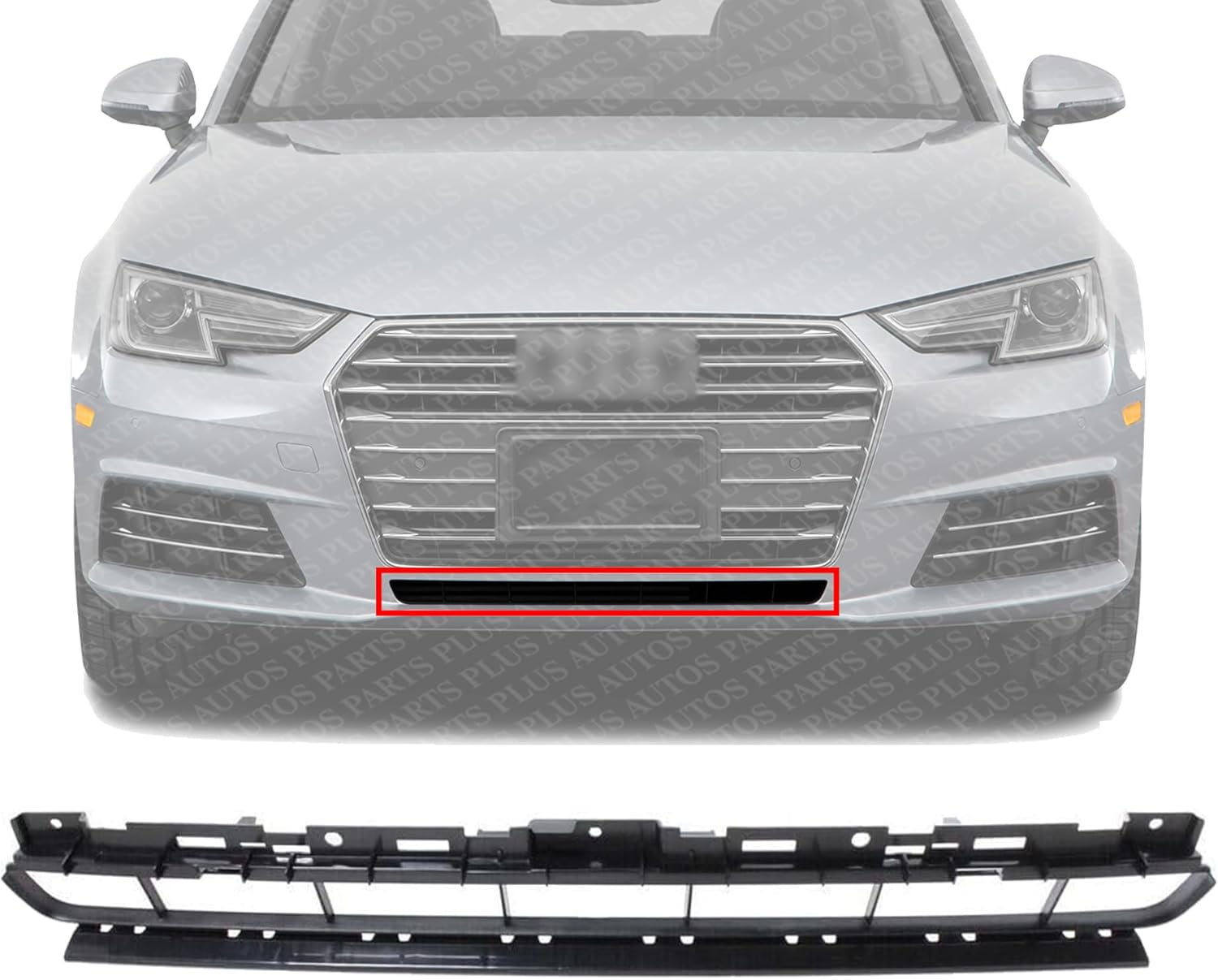 Front Bumper Center Grille Textured Plastic Direct Replacement Compatible With 2017-2018 Audi A4 / Quattro AU1036110 8W08076839B9