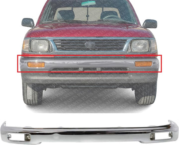 Front Bumper Face Bar Chrome Steel Direct Replacement Compatible With 1995-1997 Toyota Tacoma TO1002154 5210104060