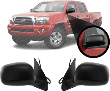 Set Of 2 Front Power Mirror Manual-Folding Non-Heated Plastic Left Driver & Right Passenger Side Direct Replacement Compatible With 2005-2011 Toyota Tacoma TO1320256 TO1321256