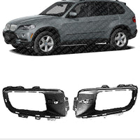 Set Of 2 Front Fog Light Trims Molding Primed With Fog-Light Hole Left Driver & Right Passenger Side Direct Replacement Compatible With 2007-2010 BMW X5 BM1099100 51117172450