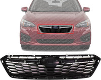 Front Grille Assembly Textured Black Shell And Insert Plastic Direct Replacement Compatible With 2017-2019 Subaru Impreza SU1200170 91122FL00B