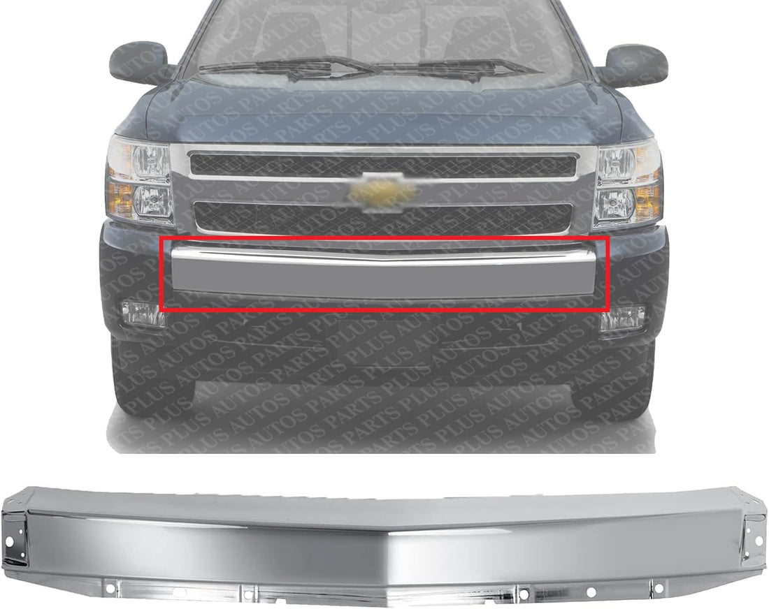 Front Bumper Impact Bar Chrome Steel Direct Replacement Compatible With 2007-2008 Chevrolet Silverado 1500 GM1002830 15836961