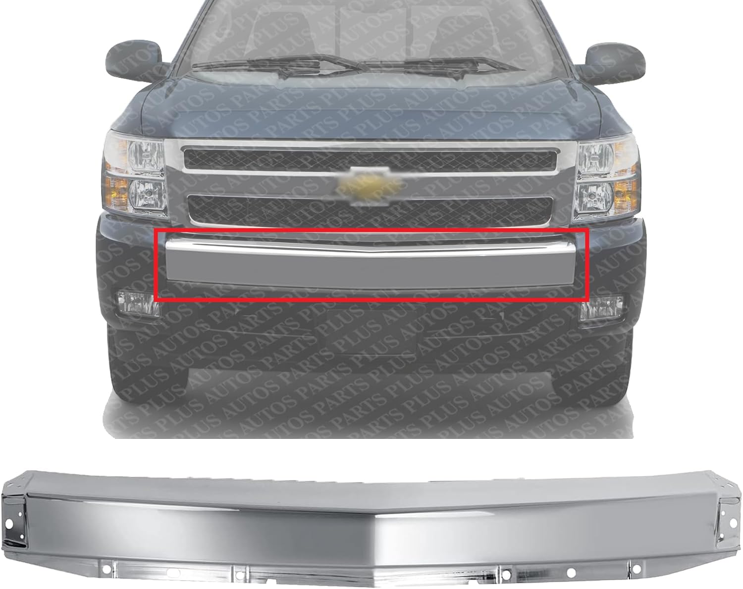 Front Bumper Impact Bar Chrome Steel Direct Replacement Compatible With 2007-2008 Chevrolet Silverado 1500 GM1002830 15836961