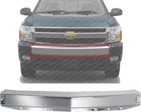 Front Bumper Impact Bar Chrome Steel Direct Replacement Compatible With 2007-2008 Chevrolet Silverado 1500 GM1002830 15836961