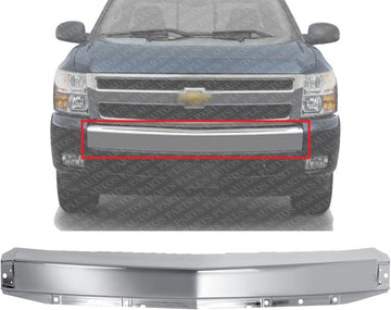 Front Bumper Impact Bar Chrome Steel Direct Replacement Compatible With 2007-2008 Chevrolet Silverado 1500 GM1002830 15836961