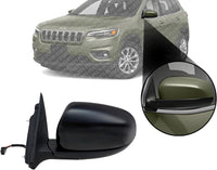 Front Power Mirror Manual Folding Non-Heated Primed Left Driver Side Direct Replacement Compatible With 2014-2018 Jeep Cherokee CH1320367 1UV65TZZAD