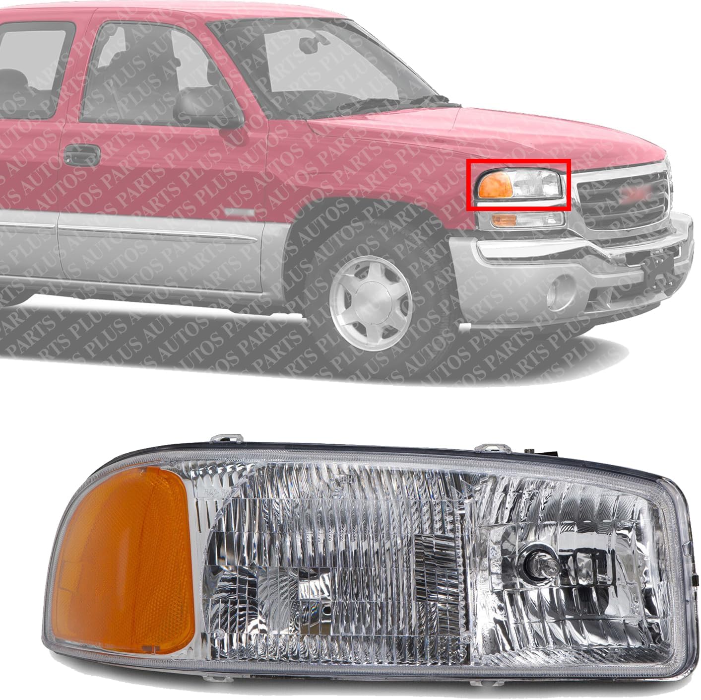 Front Head Light Assembly Right Passenger Side Direct Replacement Compatible With 1999-2006 GMC Sierra 1500 2500HD 3500 GM2503188 15850352