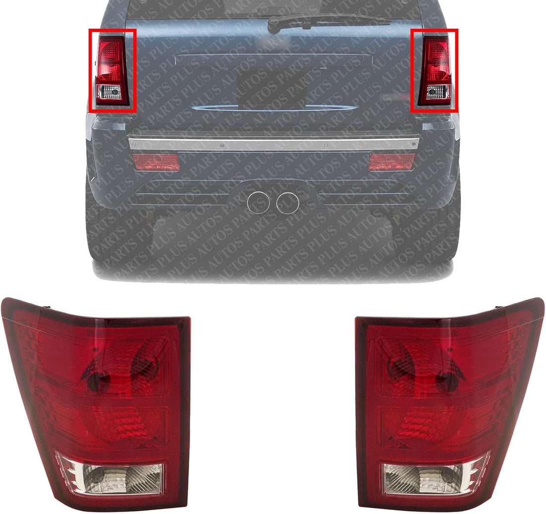 Tail Light Assembly Left Driver & Right Passenger Side Direct Replacement Compatible With 2007-2010 Jeep Grand Cherokee CH2801172 CH2800172 55079012AC 55079013AC