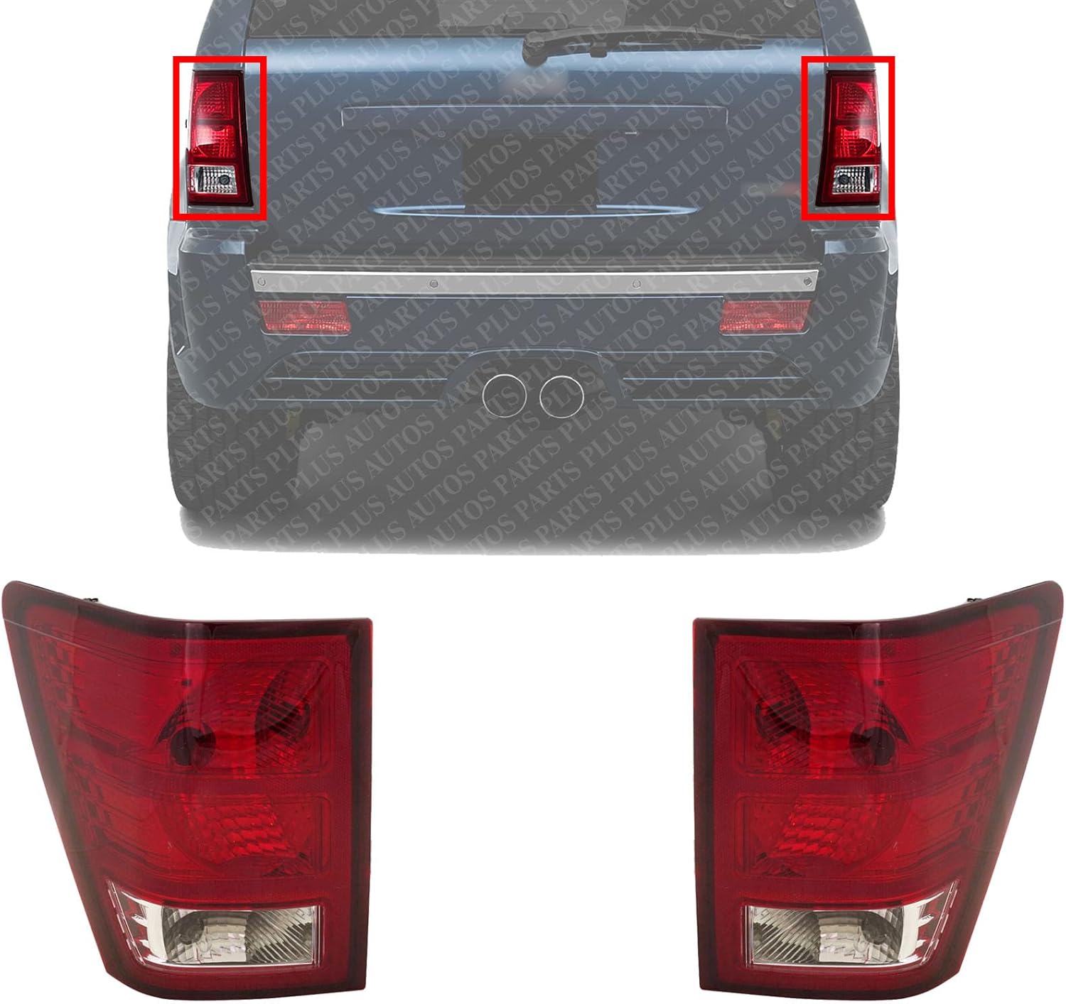 Tail Light Assembly Left Driver & Right Passenger Side Direct Replacement Compatible With 2007-2010 Jeep Grand Cherokee CH2801172 CH2800172 55079012AC 55079013AC