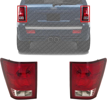 Tail Light Assembly Left Driver & Right Passenger Side Direct Replacement Compatible With 2007-2010 Jeep Grand Cherokee CH2801172 CH2800172 55079012AC 55079013AC