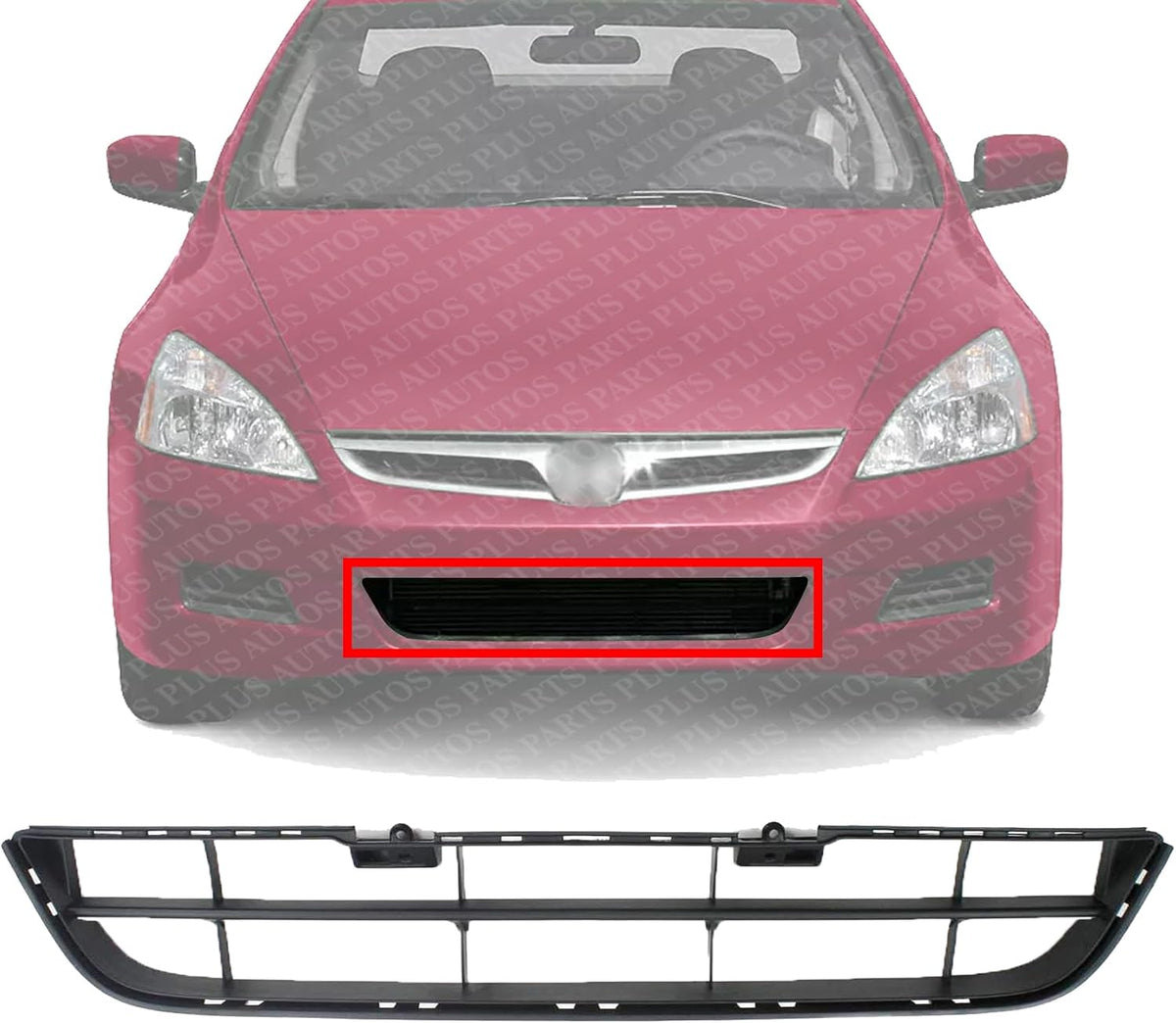 Front Bumper Lower Center Grille Textured Direct Replacement Compatible With 2006-2007 Honda Accord HO1036101 71102SDAA00