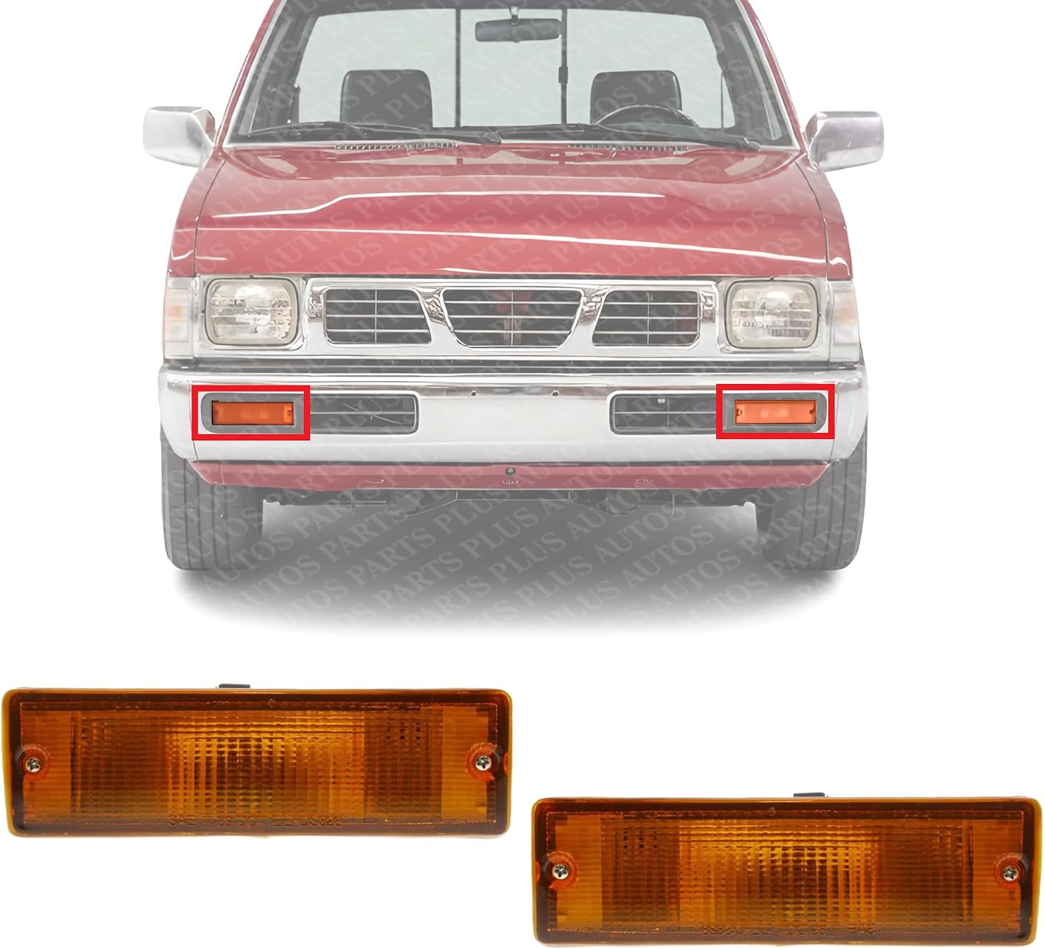 Set Of 2 Front Turn Signal Light Assembly Plastic Left Driver & Right Passenger Side Direct Replacement Compatible With 1988-1997 Nissan Pickup NI2521108 NI2520108