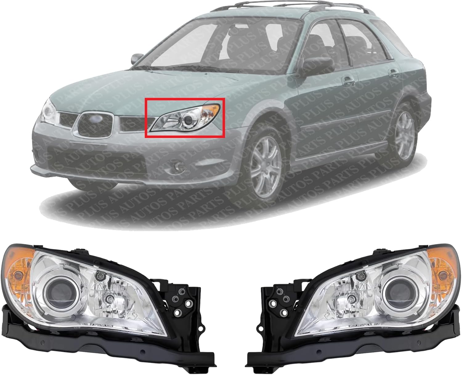 Set Of 2 Front Head Light Assembly Plastic Left Driver & Right Passenger Side Direct Replacement Compatible With 2007 Subaru Impreza SU2503137 SU2502137 84001FE920 84001FE930