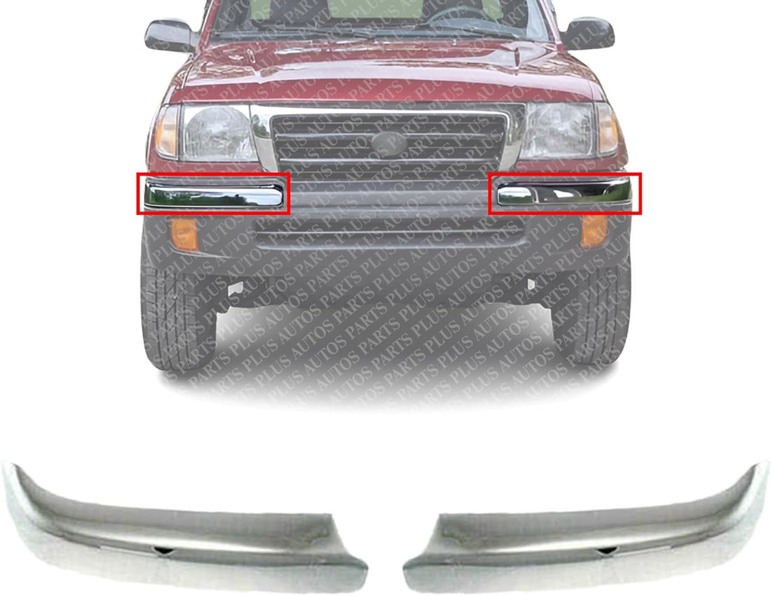 AUTOS PARTS PLUS Set Of 2 Front Bumper End Cap Extension Left Driver & Right Passenger Side Direct Replacement Compatible With 1998-2000 Toyota Tacoma TO1005165 TO1004165 5210204010 5210304010