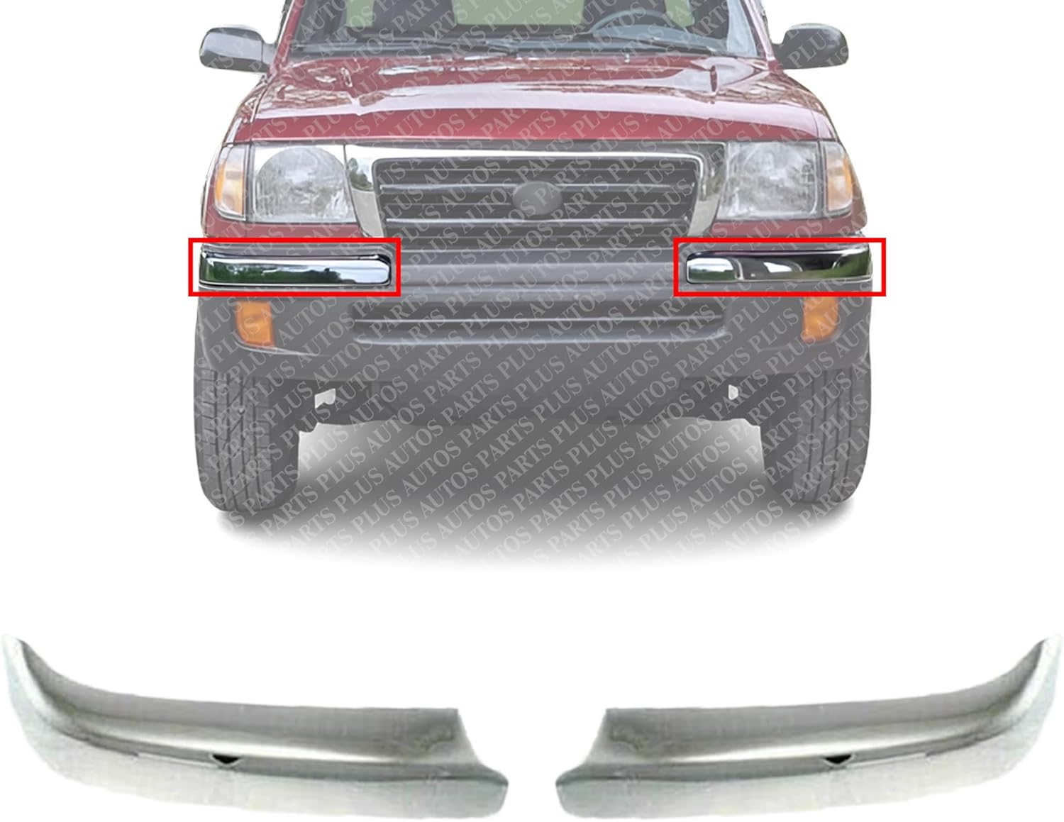 AUTOS PARTS PLUS Set Of 2 Front Bumper End Cap Extension Left Driver & Right Passenger Side Direct Replacement Compatible With 1998-2000 Toyota Tacoma TO1005165 TO1004165 5210204010 5210304010