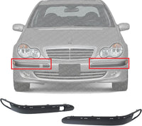 Set Of 2 Front Bumper Molding Primed Plastic Left Driver & Right Passenger Side Direct Replacement Compatible With 2001-2007 Mercedes Benz C-Class MB1059104 MB1058104