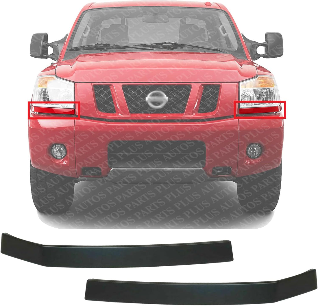 Set Of 2 Front Bumper Filler Primed Right Passenger & Left Driver Side Direct Replacement Compatible With Nissan Armada 2004-2008 / Titan 2004-2015 / Infiniti QX56 2004-2010 NI1089106