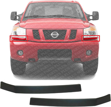 Set Of 2 Front Bumper Filler Primed Right Passenger & Left Driver Side Direct Replacement Compatible With Nissan Armada 2004-2008 / Titan 2004-2015 / Infiniti QX56 2004-2010 NI1089106