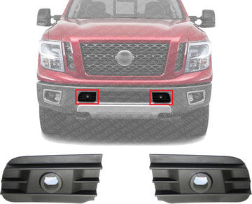 Set Of 2 Front Bumper Filler Textured Plastic Left Driver & Right Passenger Side Direct Replacement Compatible With 2016-2021 Nissan Titan XD NI1039144 NI1038144