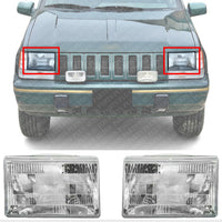 Front Headlights Assembly Right Passenger & Left Driver Side Direct Replacement Compatible With Jeep Grand Cherokee 1993-1998 CH2502104 CH2503104 55155127 55055119AB 55155126