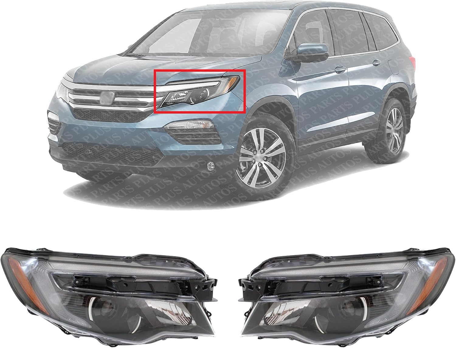 Set Of 2 Front Headlight Assembly Right Passenger & Left Driver Side Direct Replacement Compatible With 2016-2018 Honda Pilot / 2017-2020 Ridgeline HO2503165 HO2502165 33150TG7A02