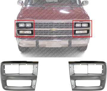 AUTOS PARTS PLUS Set Of 2 Front Headlight Door Bezel Chrome Left Driver & Right Passenger Side Direct Replacement Compatible With 1992-1996 Chevrolet G-Series Van GM2513187 GM2512187 15685966 15685965