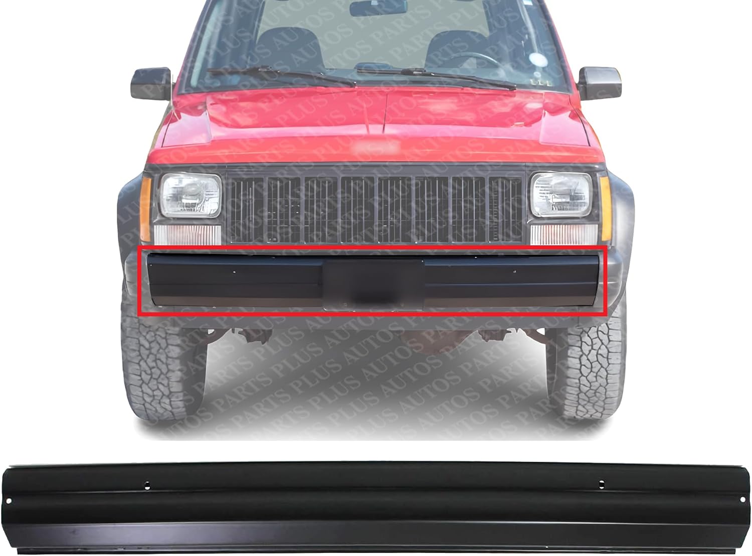 Front Bumper Face Bar Primed Steel Direct Replacement Compatible With 1986-1992 Jeep Comanche / 1984-1990 Wagoneer / 1984-1996 Cherokee CH1002160 55234551AB